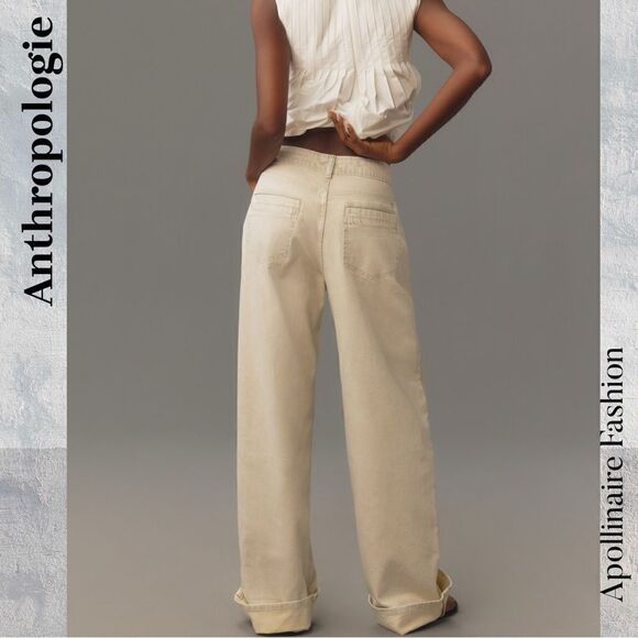 ANTHROPOLOGIE BY PILCRO DENIM JEANS IN IVORY SIZE 29T NWT - Picture 2 of 5